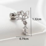 Silver color / 1 Piece Simple Series Simple Butterfly Titanium Steel  Silver Color Material Zircon Women's Dangle Earrings Picture3